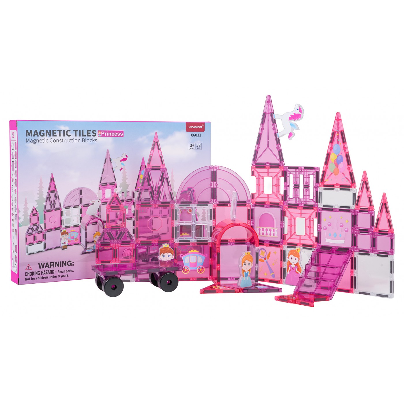 Sada magnetických kociek Ružová princezná, 58 ks.