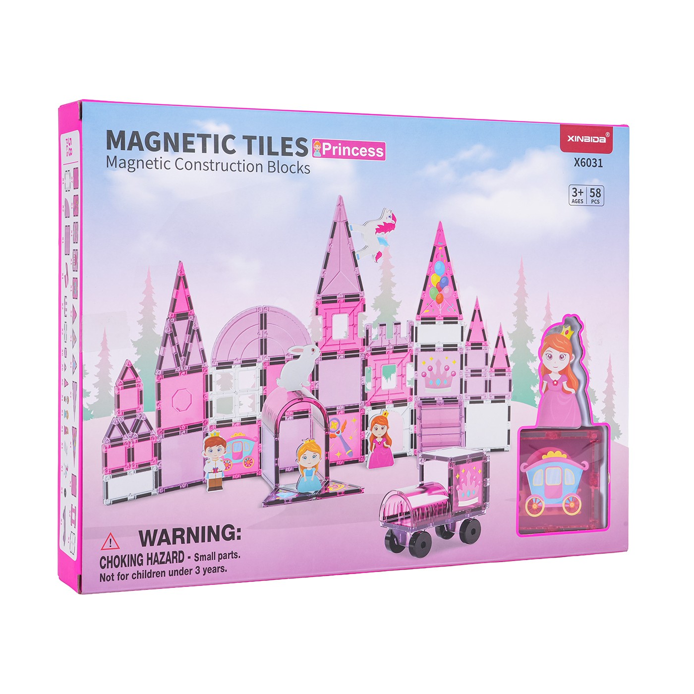 Sada magnetických kociek Ružová princezná, 58 ks.