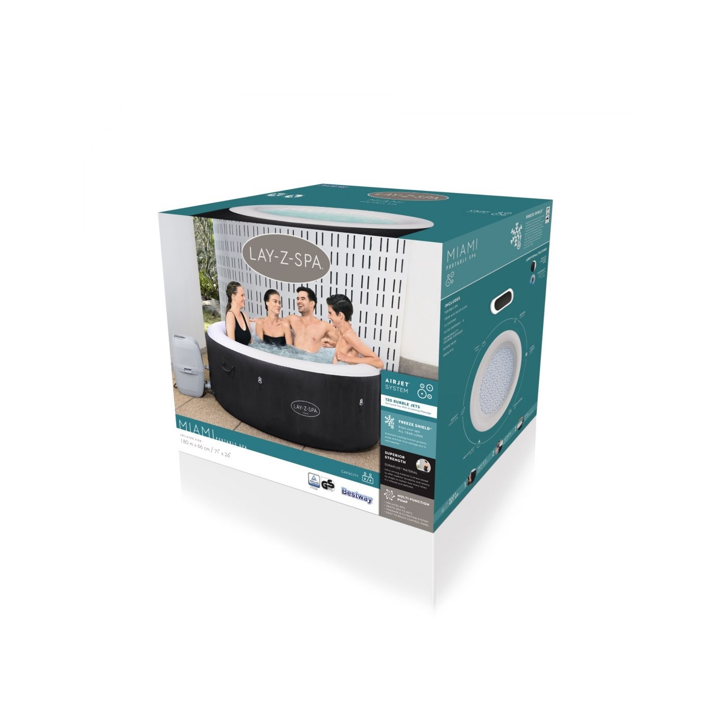 Miami Lay-Z-Spa Nafukovacie Spa BESTWAY 4-os.+ Čerpadlo s panelom + Filter
