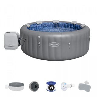 Santorini Lay-Z-Spa HydroJet Pro Záhradná vírivka BESTWAY 7-os.+ Čerpadlo + LED + 5 vankúšov