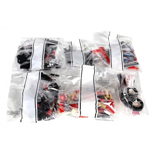 Sada červených stavebných kociek retro vozidla, 1308 dielikov.