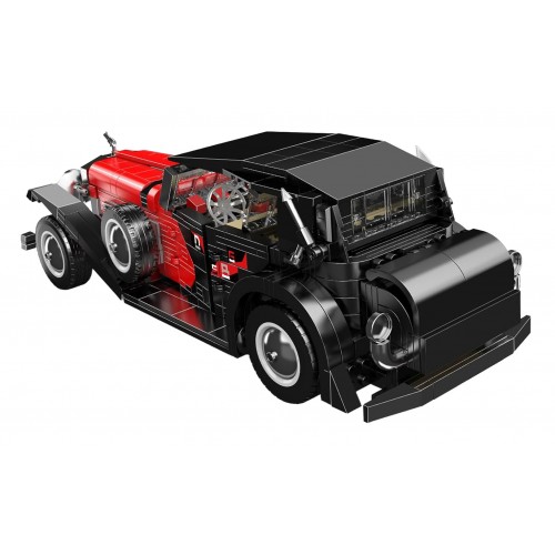 Sada červených stavebných kociek retro vozidla, 1308 dielikov.