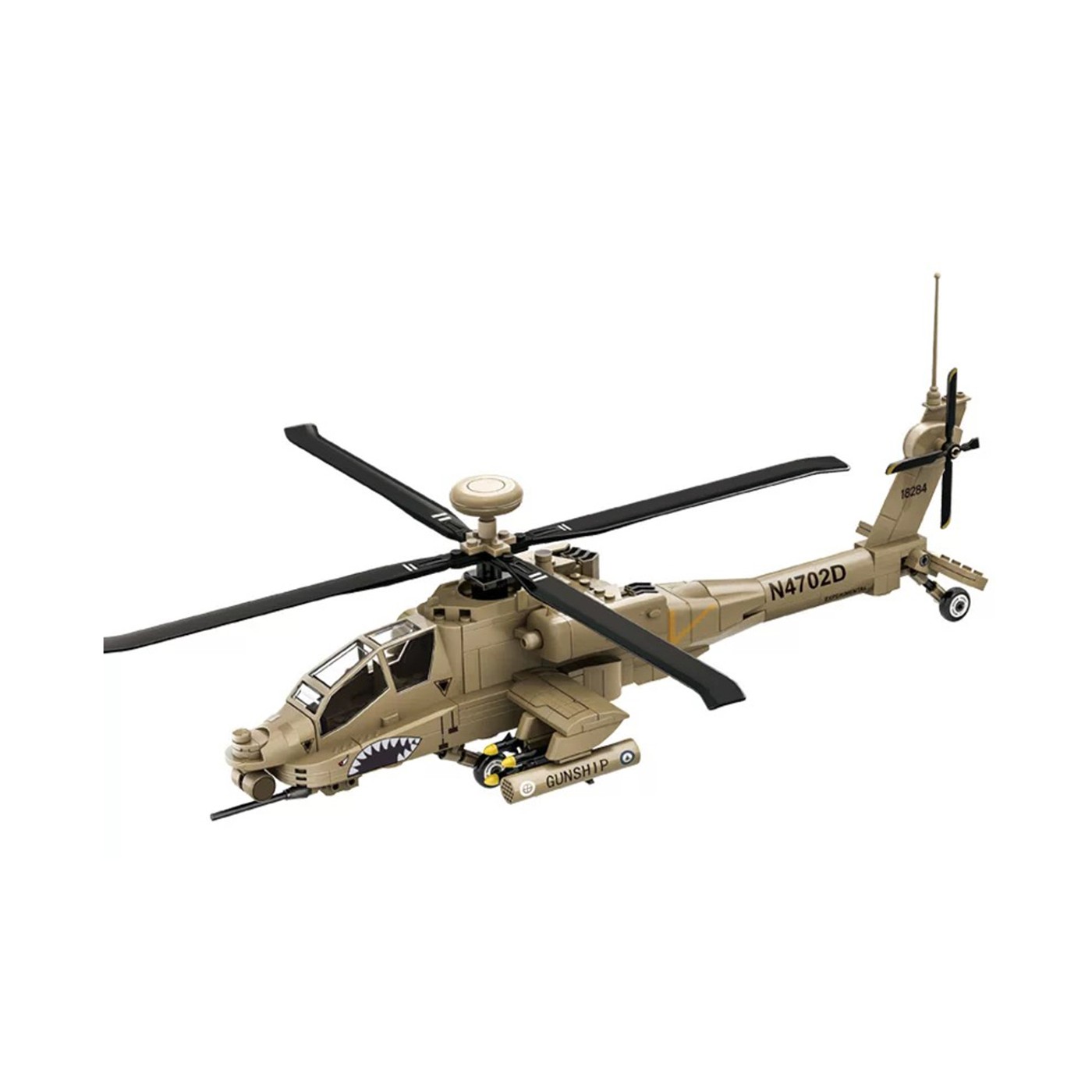 Sada stavebných kociek vojenského vrtuľníka, 255 dielikov.