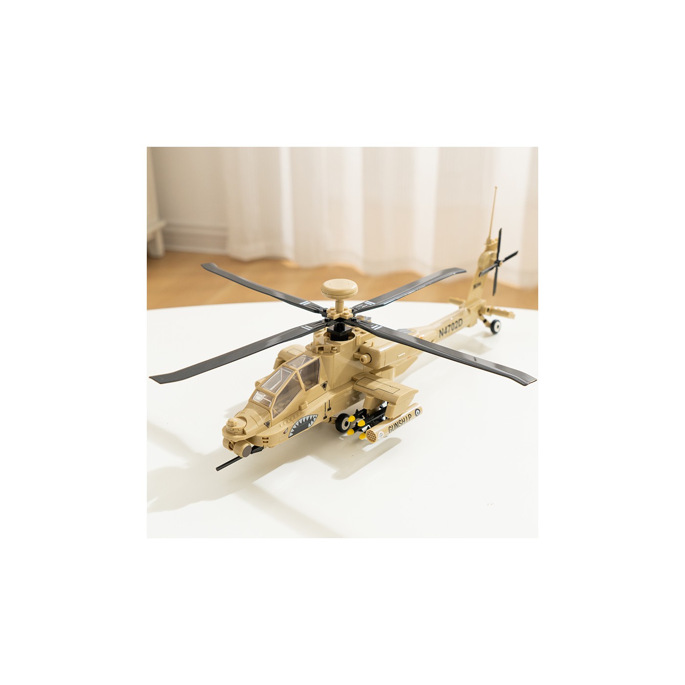 Sada stavebných kociek vojenského vrtuľníka, 255 dielikov.