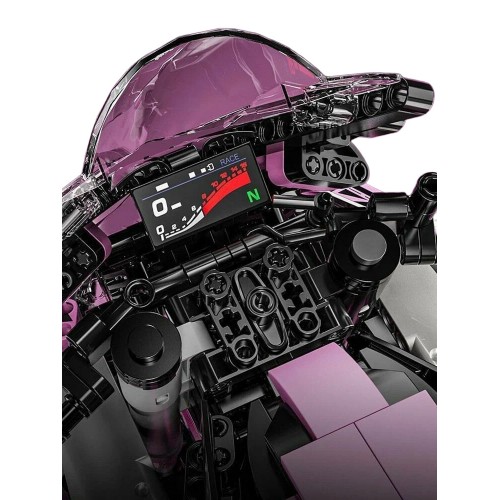 Sada stavebných kociek Motocyklový pretekár, ružová, 2066 dielikov.