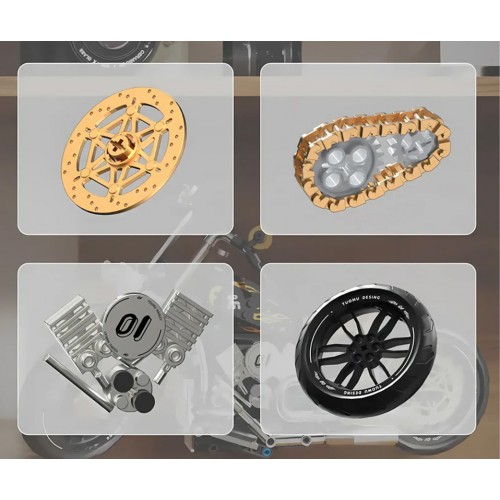 Sada kociek na motorku, čierna, 455 dielov.