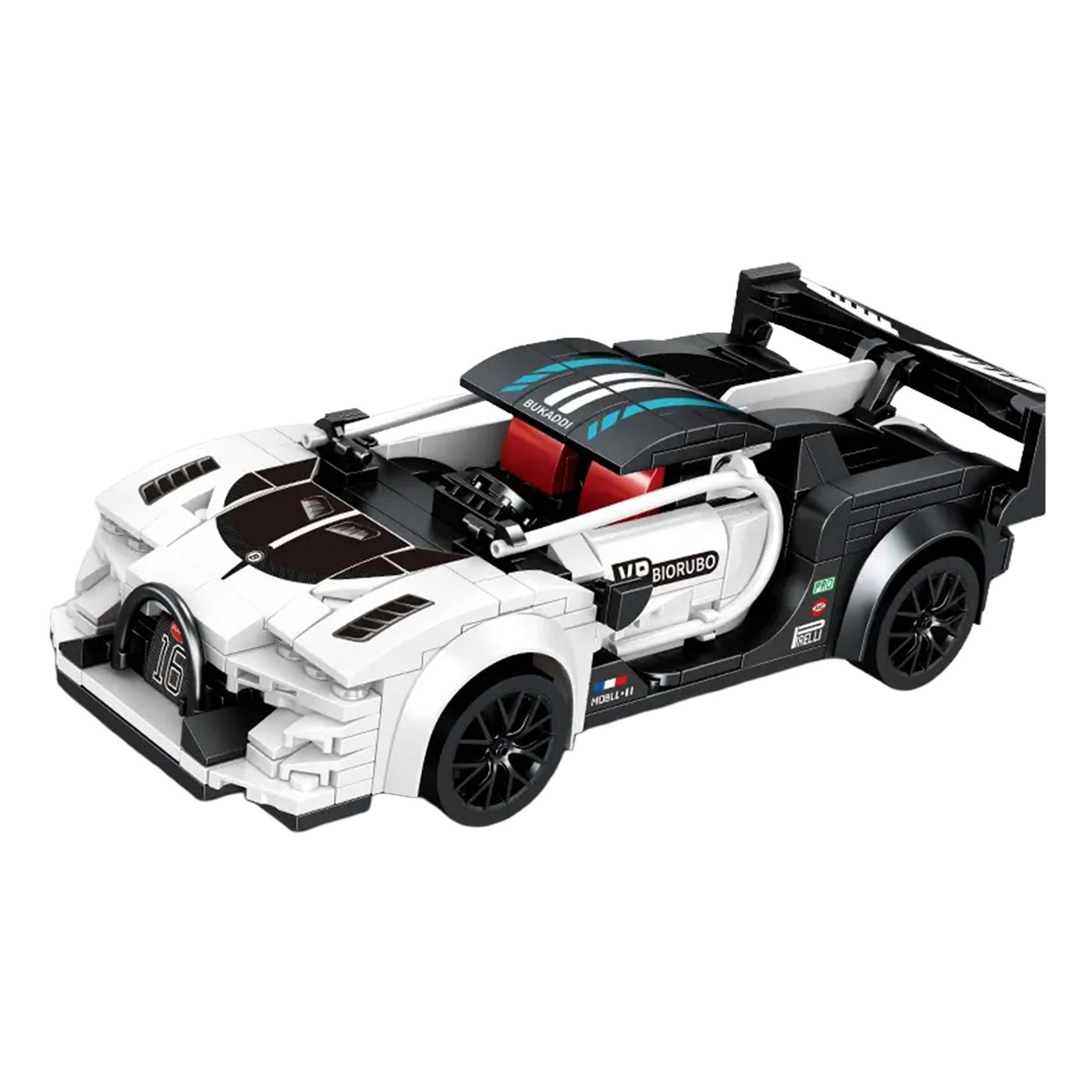 Sada stavebnicových blokov pre biele R/C športové auto