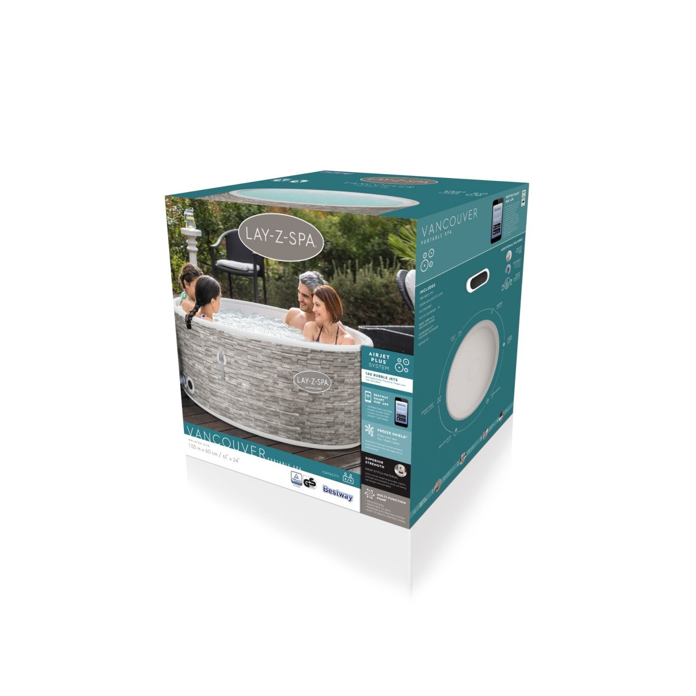 Vancouver Lay-Z-Spa AirJet Plus Nafukovacie Spa BESTWAY 5-os.+ Čerpadlo + Regulácia masáže