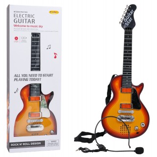 Elektrická Gitara pre deti 3+ červená + Slúchadlá s mikrofónom + Zvuky Svetlá