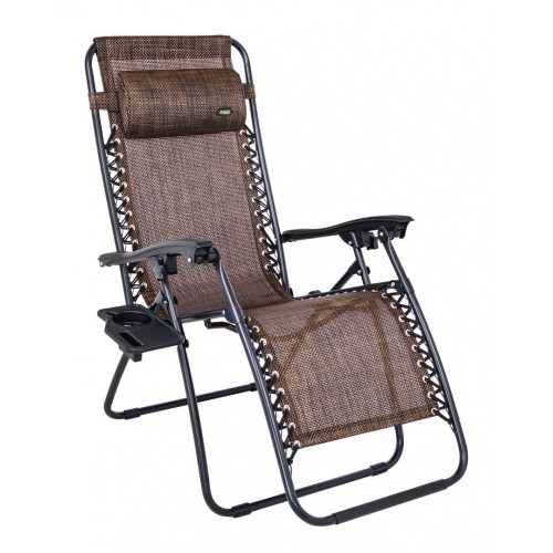 Lehátko do záhrady a na pláž Čokoládovohnedé + Hlavový vankúš + Podložka + Regulácia sklonu