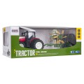 Traktor + hrable na diaľkové ovládanie 1:24 červený