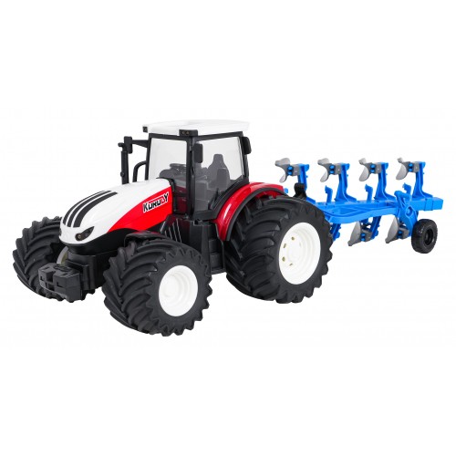 Traktor Červený R/C S Pluhom 1:24