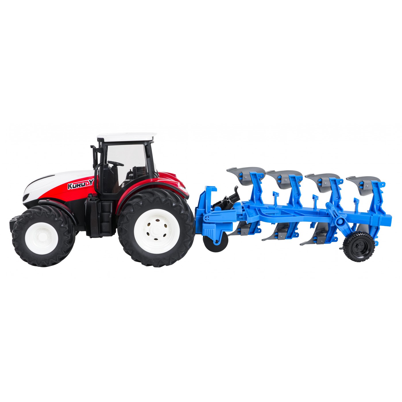 Traktor Červený R/C S Pluhom 1:24