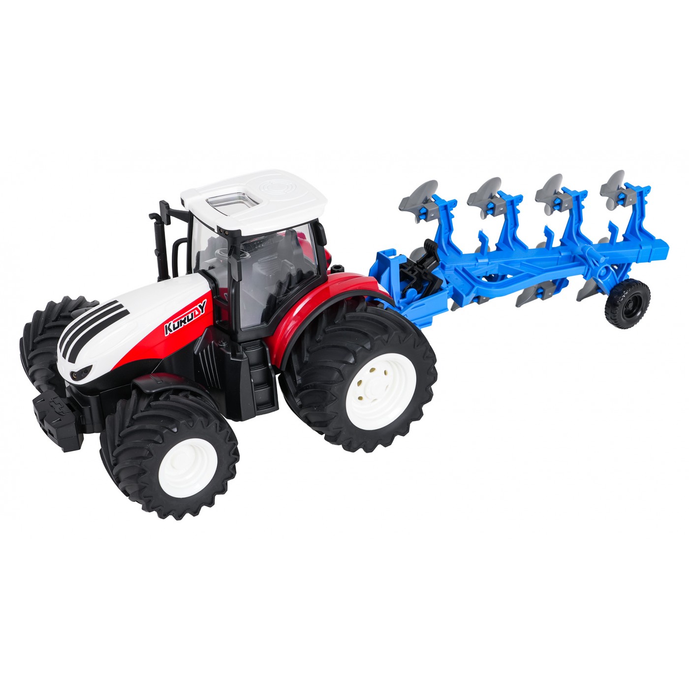 Traktor Červený R/C S Pluhom 1:24