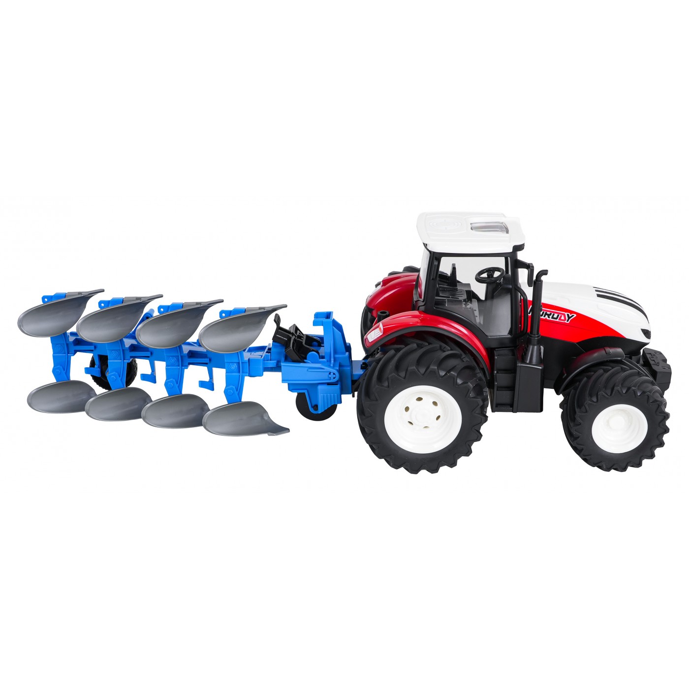 Traktor Červený R/C S Pluhom 1:24