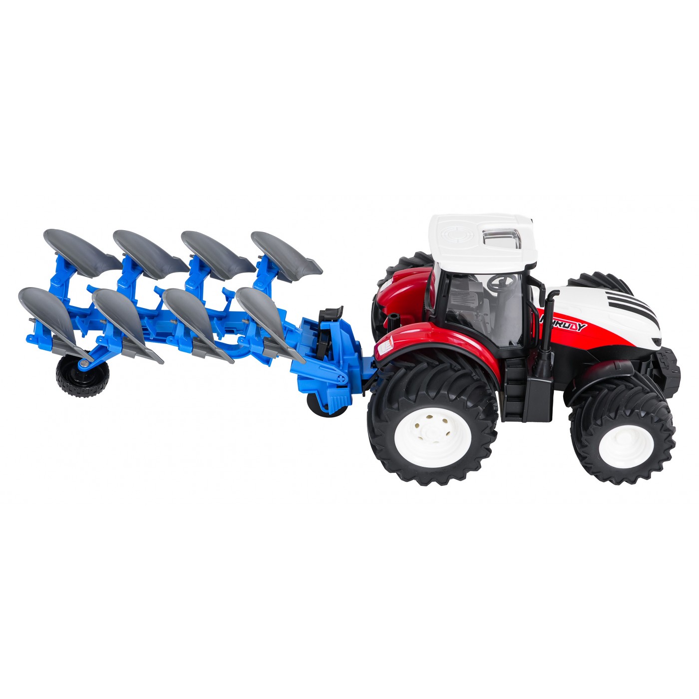 Traktor Červený R/C S Pluhom 1:24
