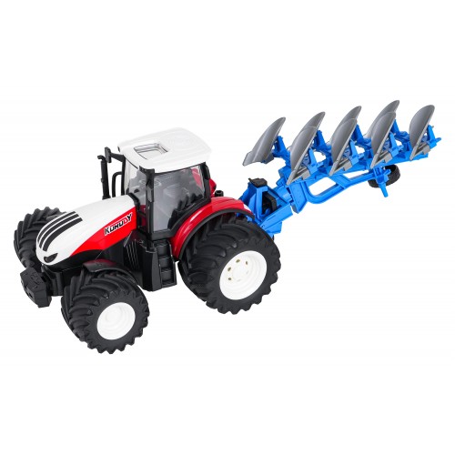 Traktor Červený R/C S Pluhom 1:24