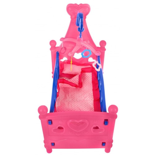 Postieľka pre bábiky pre deti 3+ Farebný kolotoč + Posteľné prádlo pre bábiky + Hra v dome