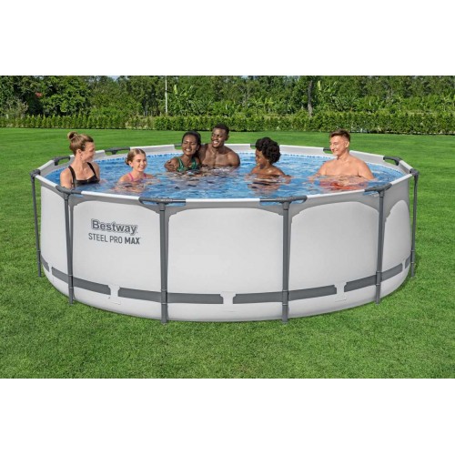 Bazén  rámový Steel Pro MAX 366x100 Sivý 12FT BESTWAY 4w1 + Čerpadlo Filter + Rebrík