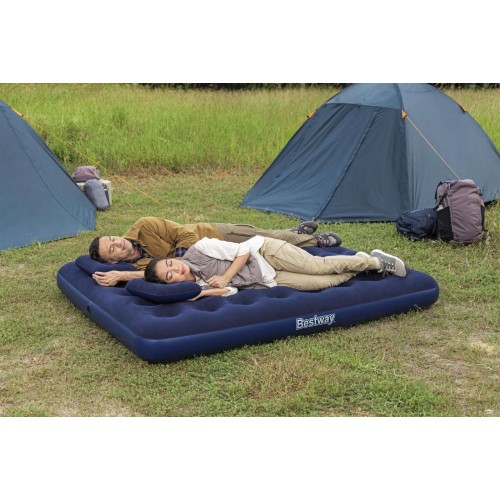 Nafukovací Matrac na spanie Kráľovná 2-miestny flokovaný BESTWAY 203x152x22cm + Pumpa + 2 Vankúše