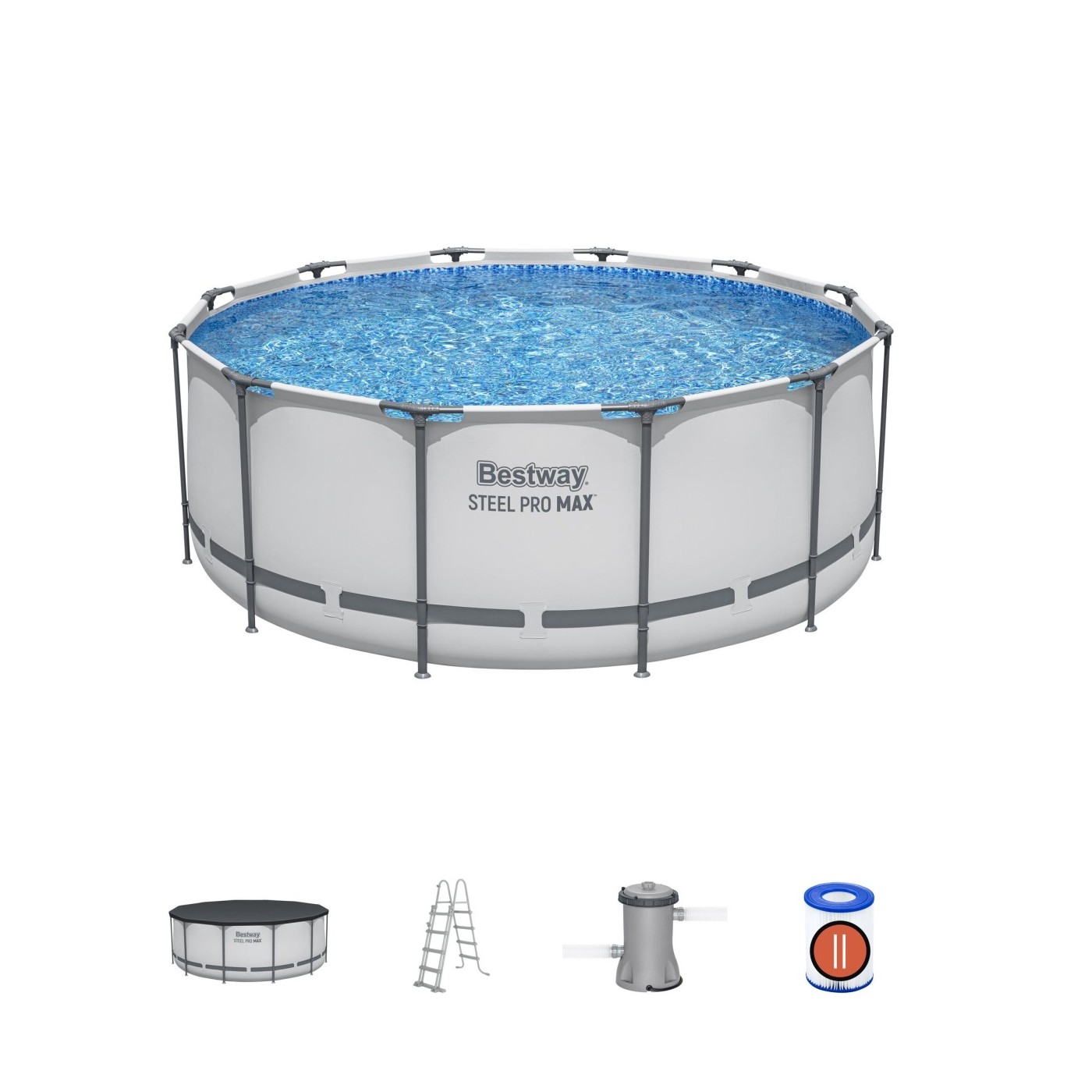 Bazén  rámový Steel Pro MAX 366x122 12FT BESTWAY 5w1 + Rebrík + Kryt + Čerpadlo Filter