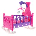 Postieľka Kolíska pre bábiky 2v1 pre deti 3+ Kolotoč so zvukmi + Posteľné prádlo pre bábiky + Hra v dome