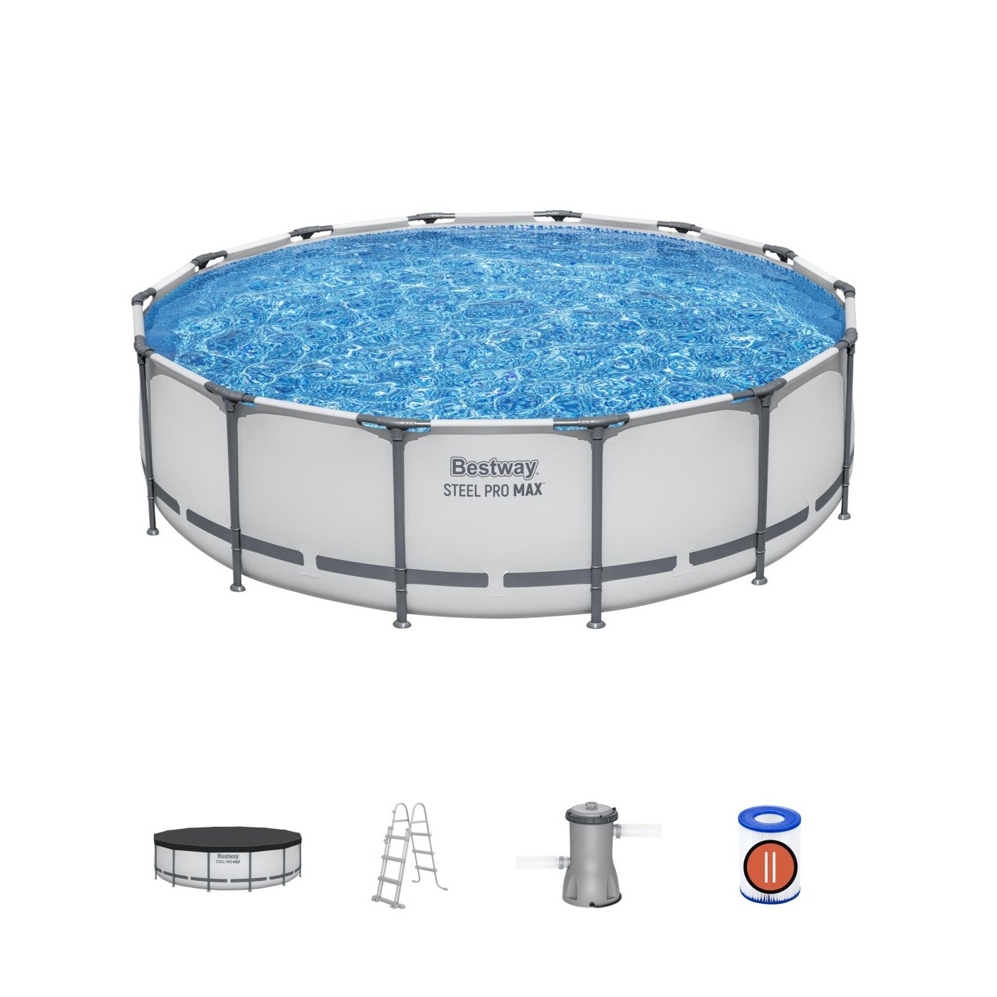 Bazén rámový Steel Pro MAX 427x107 Sivý 14FT BESTWAY 5w1 + Príslušenstvo