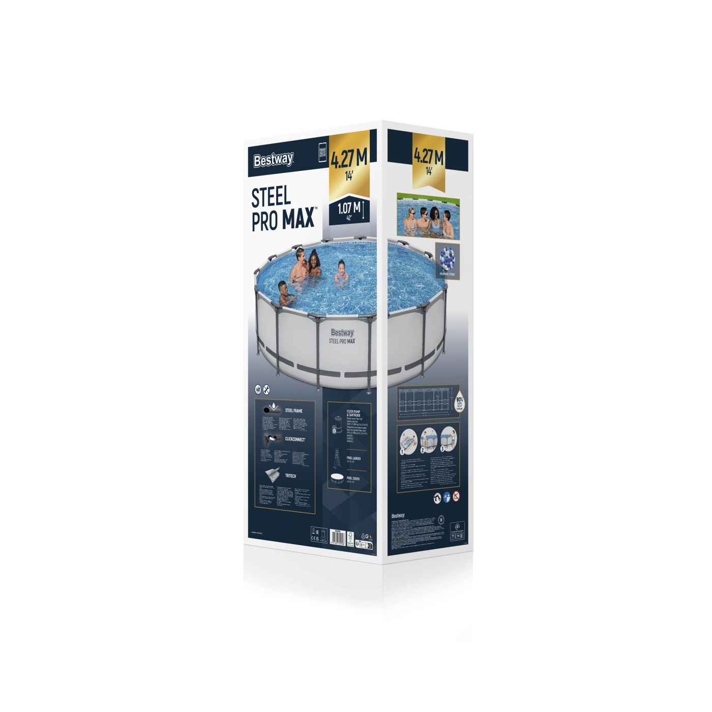 Bazén rámový Steel Pro MAX 427x107 Sivý 14FT BESTWAY 5w1 + Príslušenstvo