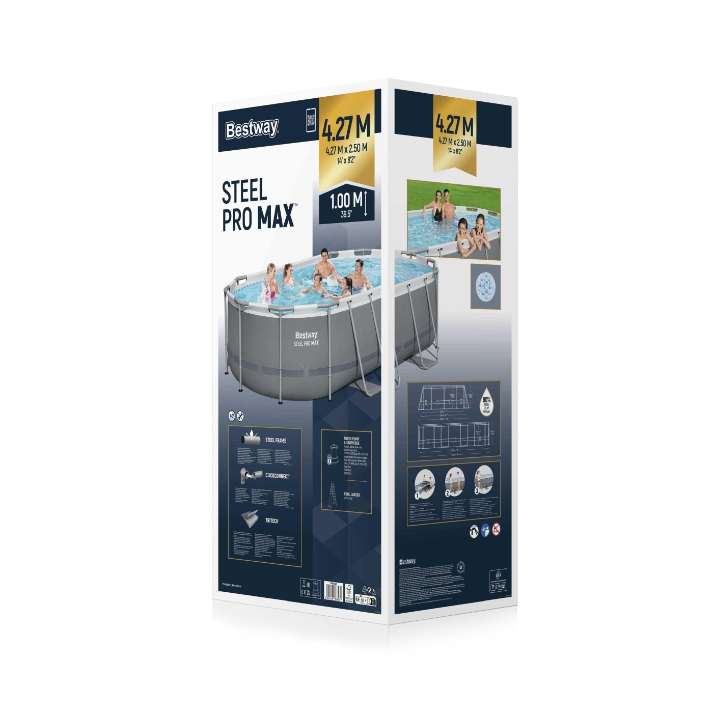 Bazén rámový Power Steel 427x250x100 14x8FT BESTWAY 6w1 + Príslušenstvo