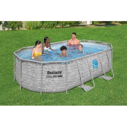 Bazén rámový Power Steel Swim Vista s oknom 427x250x100 14x8FT BESTWAY 7w1