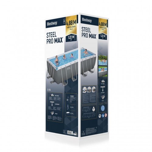 Bazén rámový Power Steel 488x244x122 Sivý 16x8FT BESTWAY 6w1