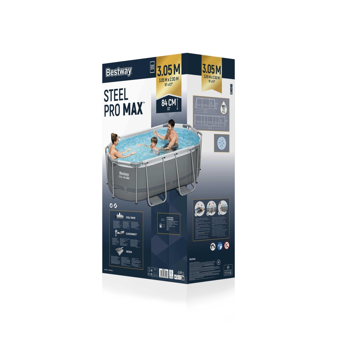 Bazén rámový Power Steel 305x200x84 10x6FT BESTWAY + 5w1 + ChemConnect