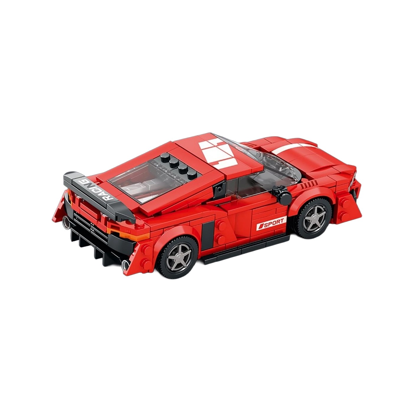 Sada stavebnice červeného športového auta 373 dielov.