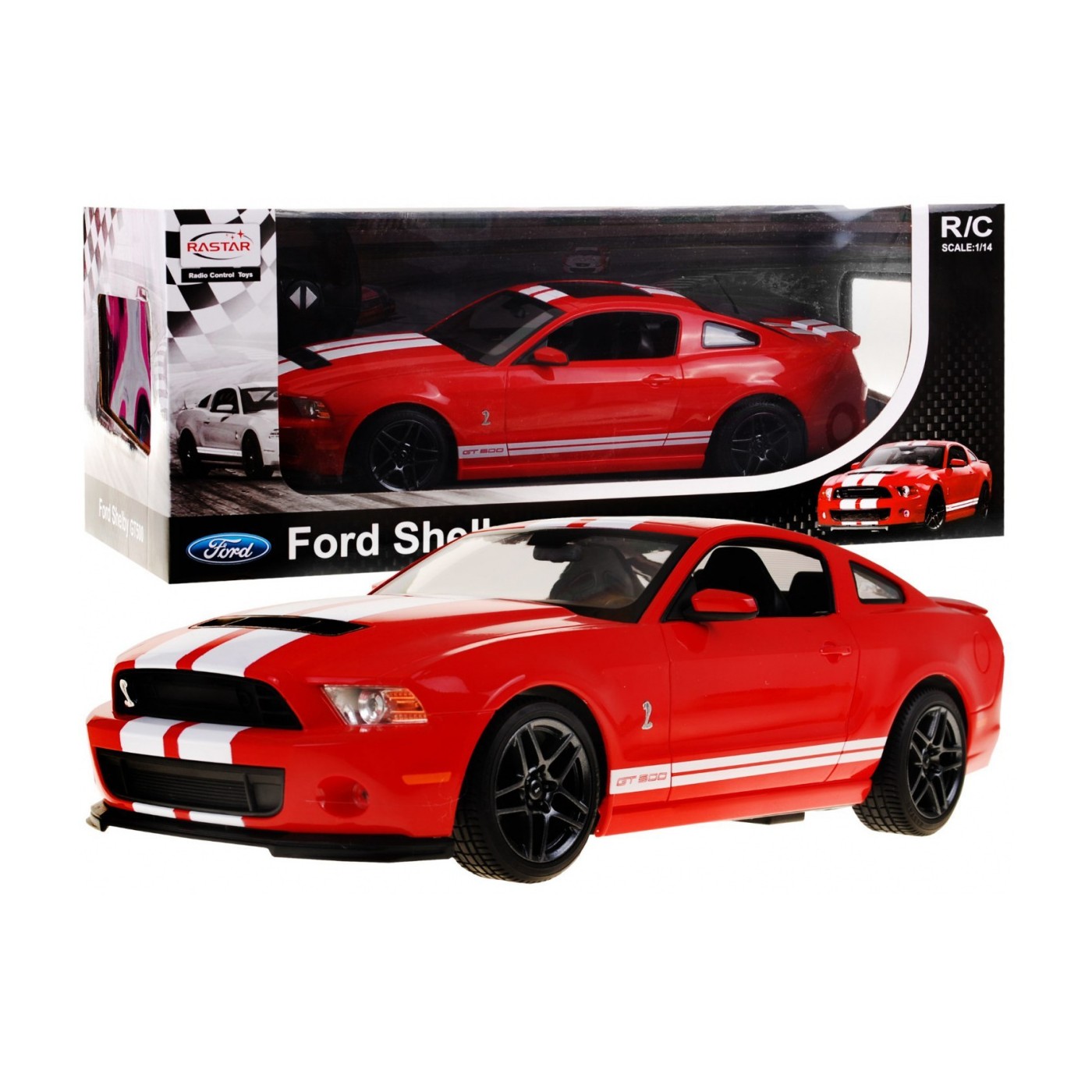 Ford Shelby Mustang GT500 červený RASTAR model 1:14 Diaľkovo ovládané auto + ovládač