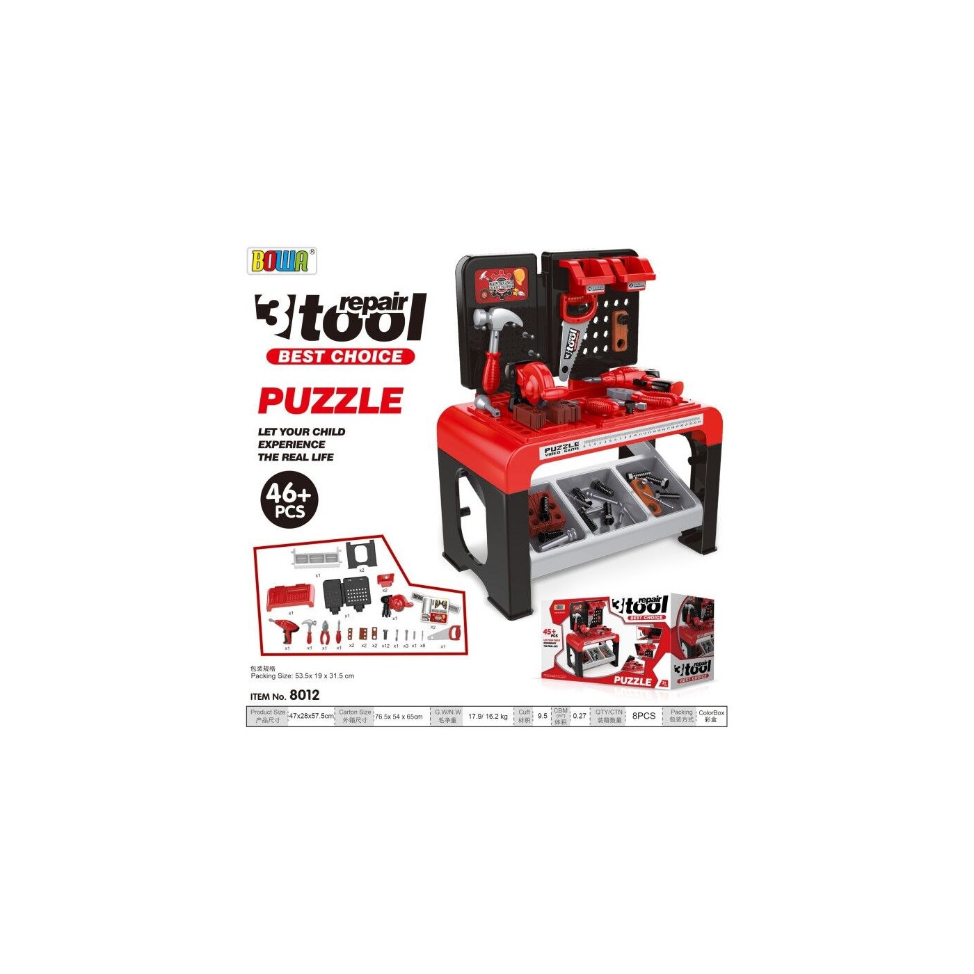 Kompaktná Dielňa pre deti 3+ Sada malého majstra kutila 46 ks. + Nástroje + Príslušenstvo