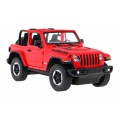 Jeep Wrangler Rubicon červený RASTAR model 1:14 Diaľkovo ovládané auto + ovládač 2,4 GHz