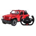 Jeep Wrangler Rubicon červený RASTAR model 1:14 Diaľkovo ovládané auto + ovládač 2,4 GHz