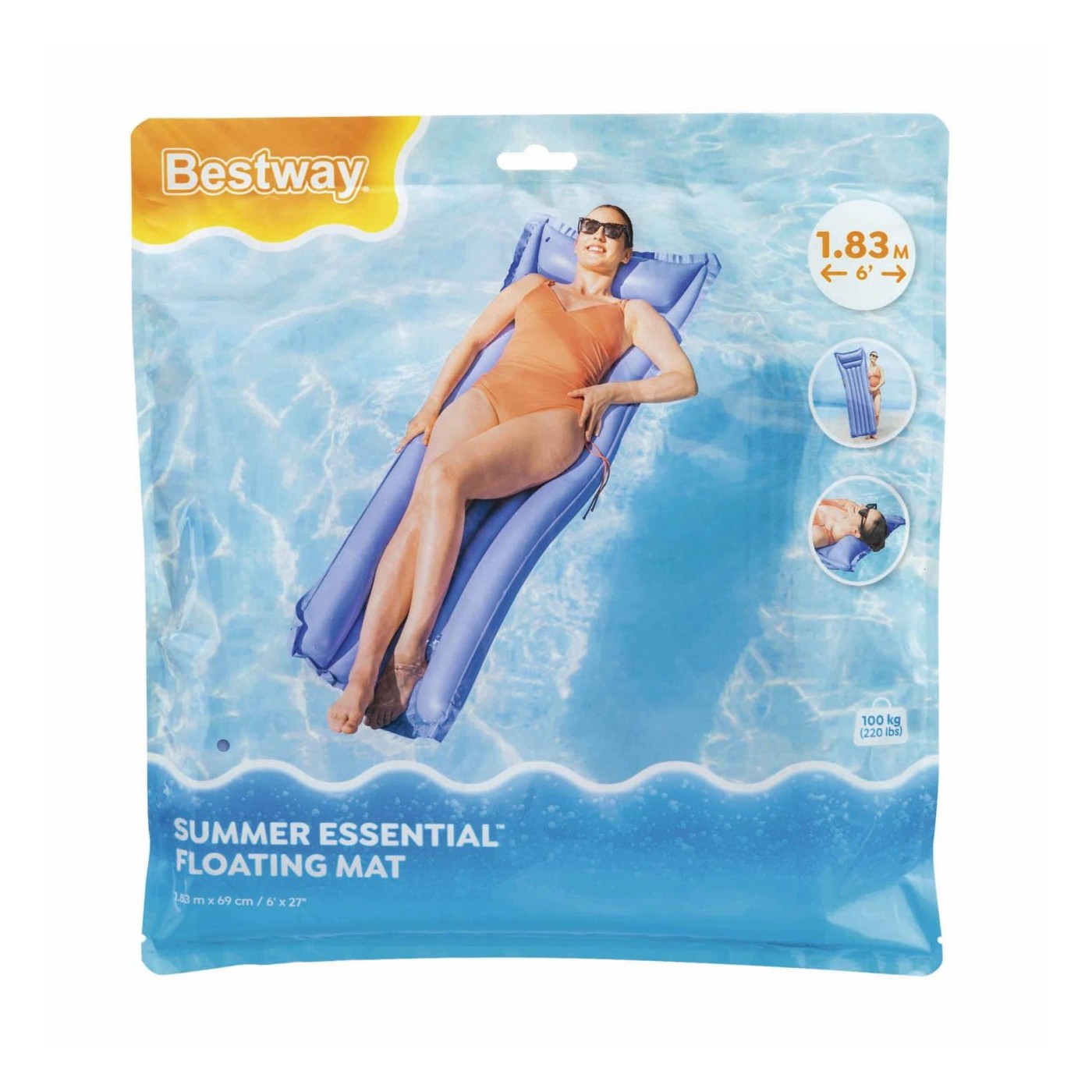 Nafukovací matrac fialový BESTWAY 183x69cm + vankúš