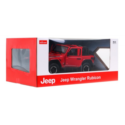 Jeep Wrangler Rubicon červený RASTAR model 1:14 Diaľkovo ovládané auto + ovládač 2,4 GHz