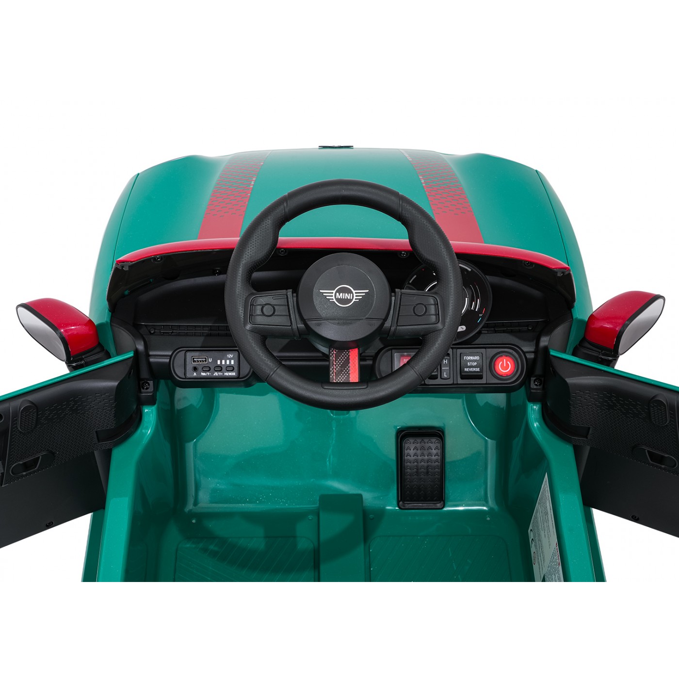 Zelené vozidlo Mini Cooper