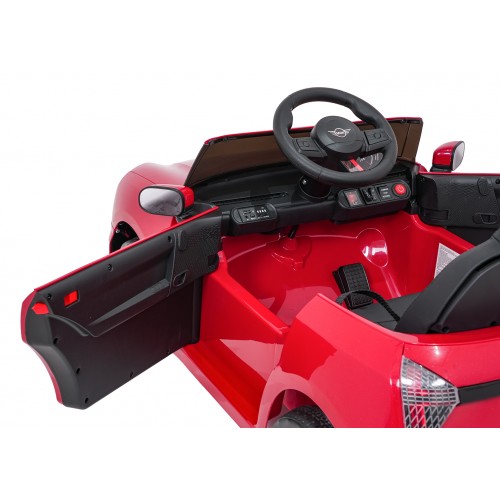 Červené vozidlo Mini Cooper