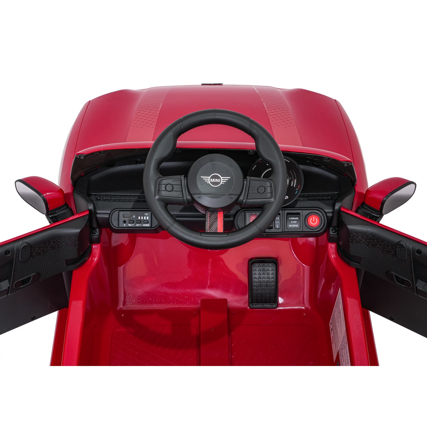 Červené vozidlo Mini Cooper