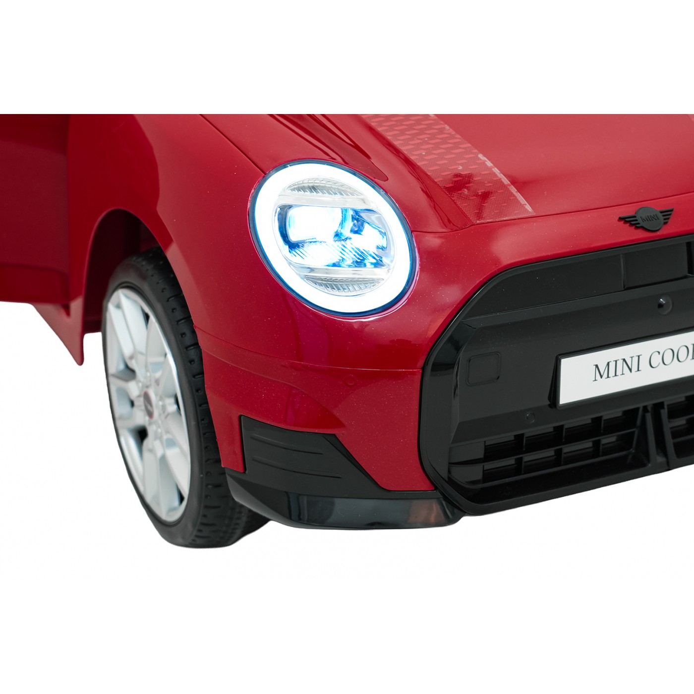 Červené vozidlo Mini Cooper