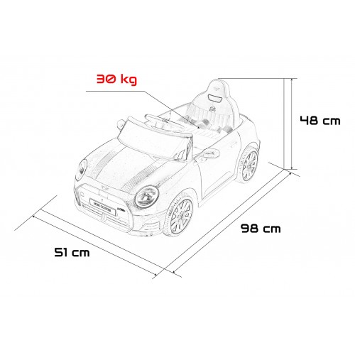 Červené vozidlo Mini Cooper