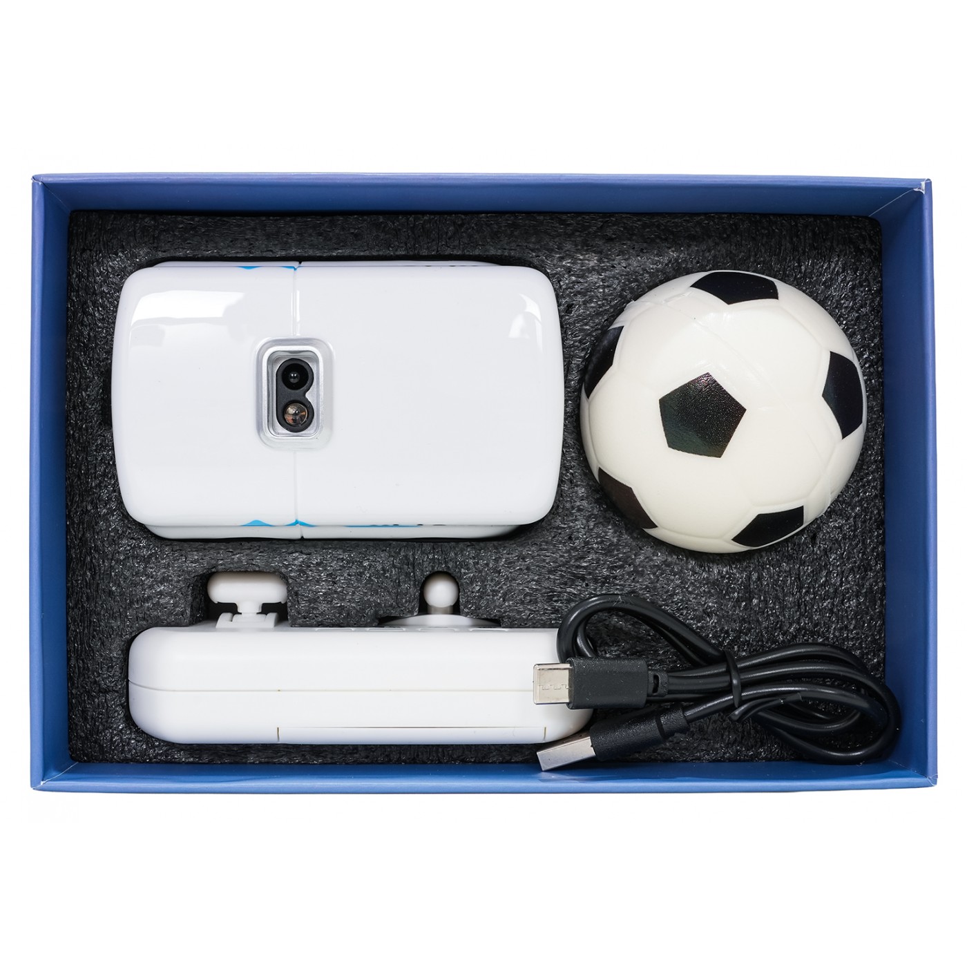 Miniatúrne RC vozidlo s guľou bielej farby