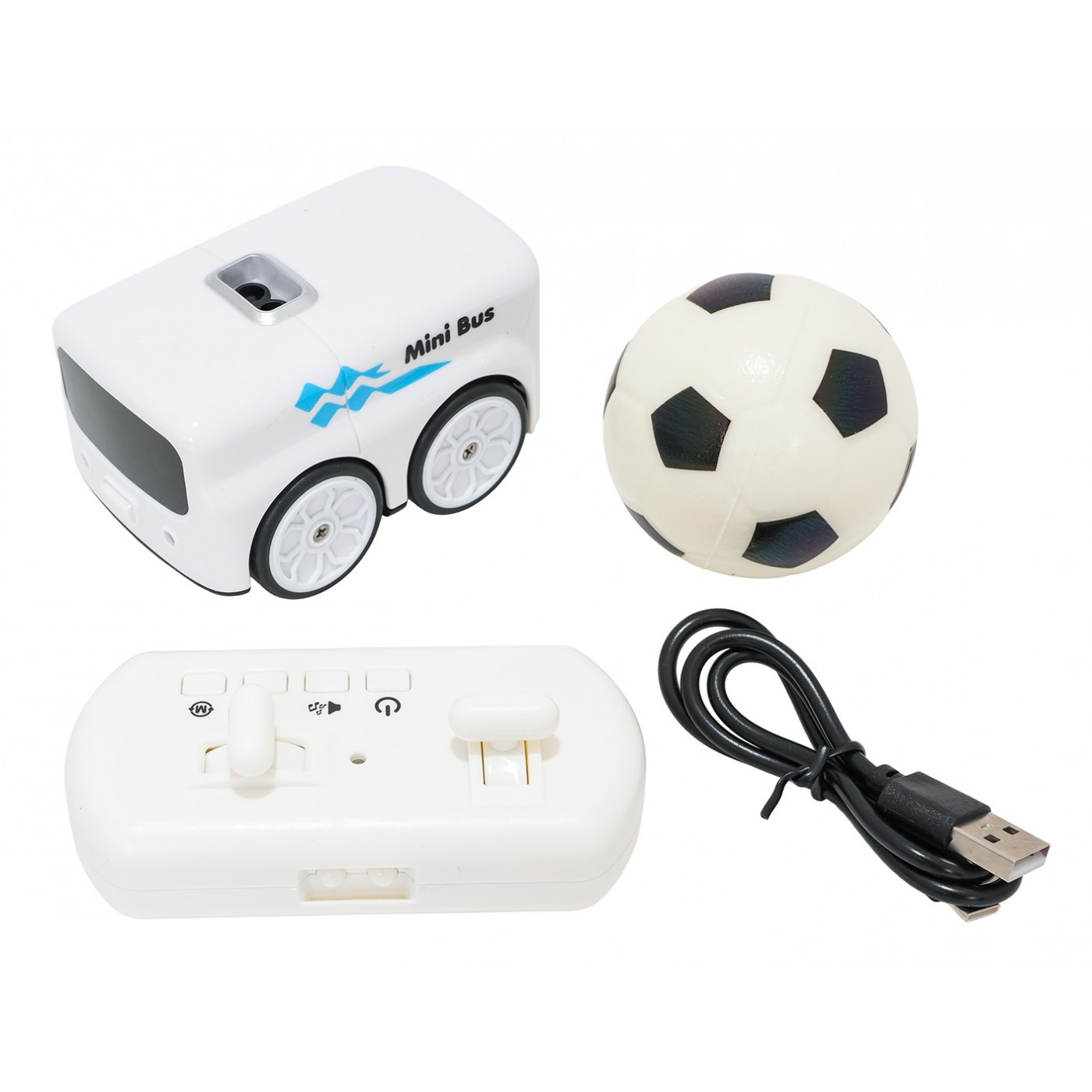 Miniatúrne RC vozidlo s guľou bielej farby