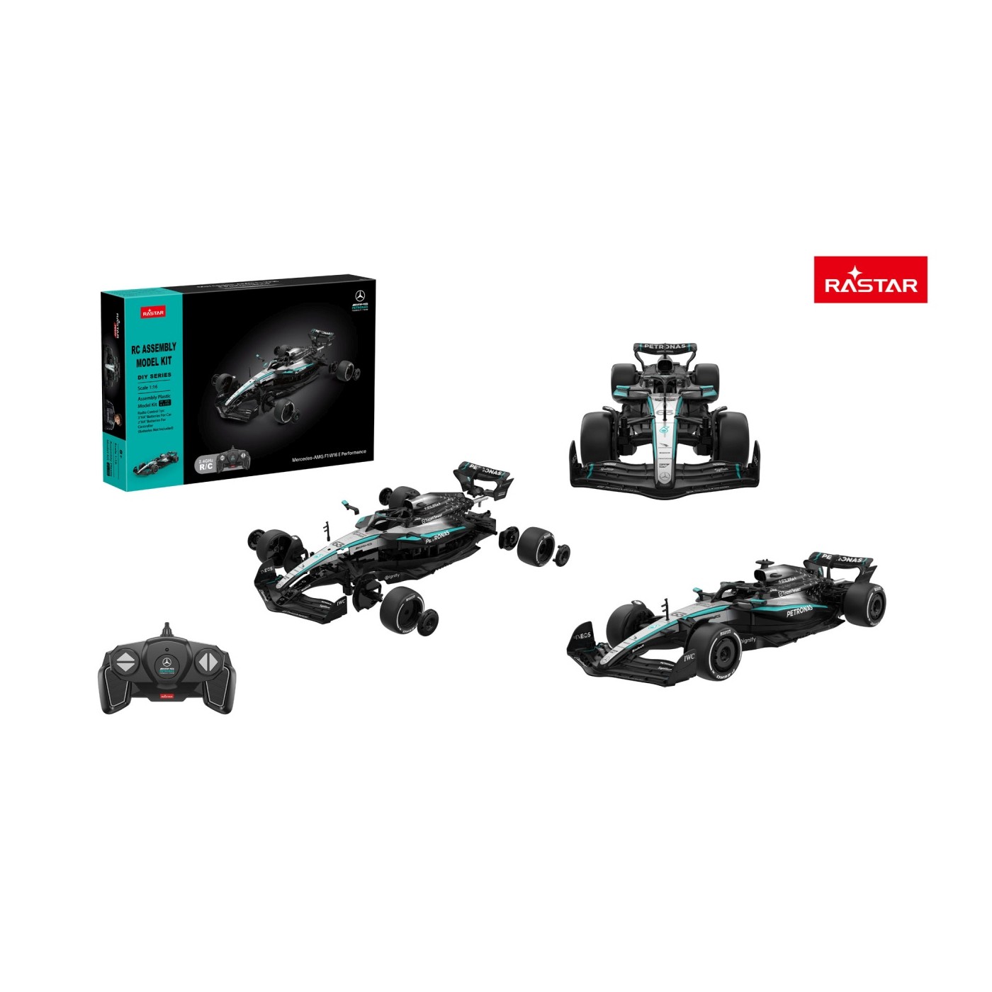 Stavebnica RC auta Mercedes-AMG F1 W16 E Performance 1:16 čierna RASTAR