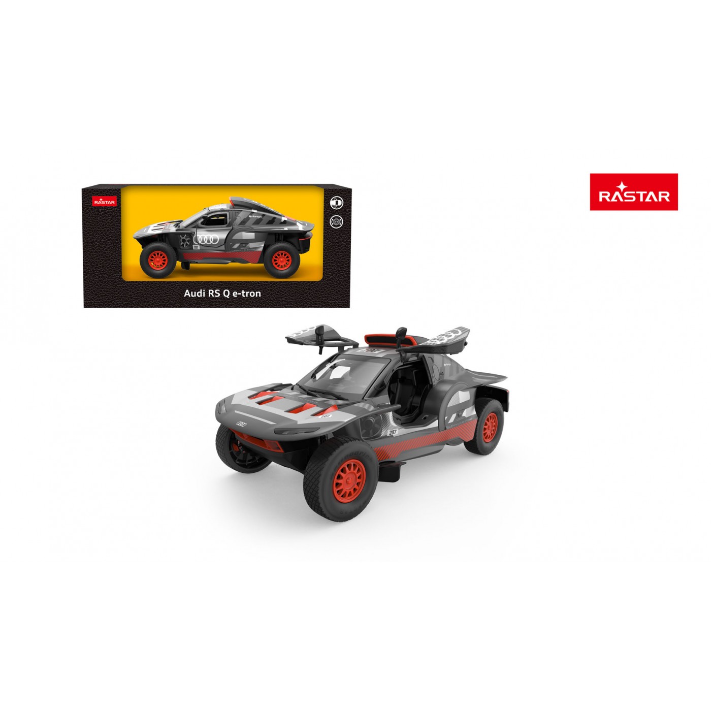 Kovové auto 1:24 AUDI RS Q e-tron sivé RASTAR