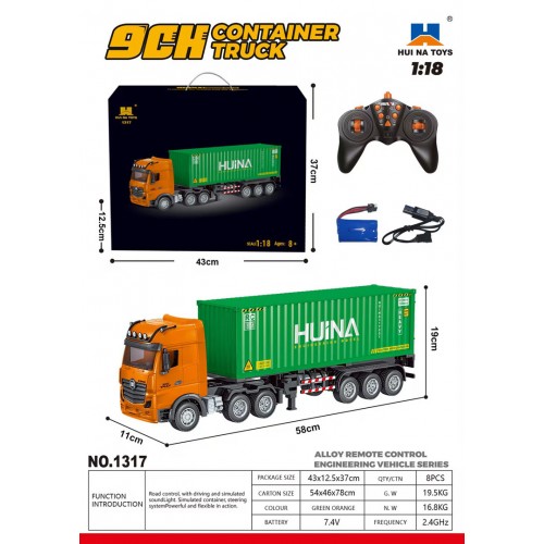 R/C nákladné auto + kontajner zelené 1:18
