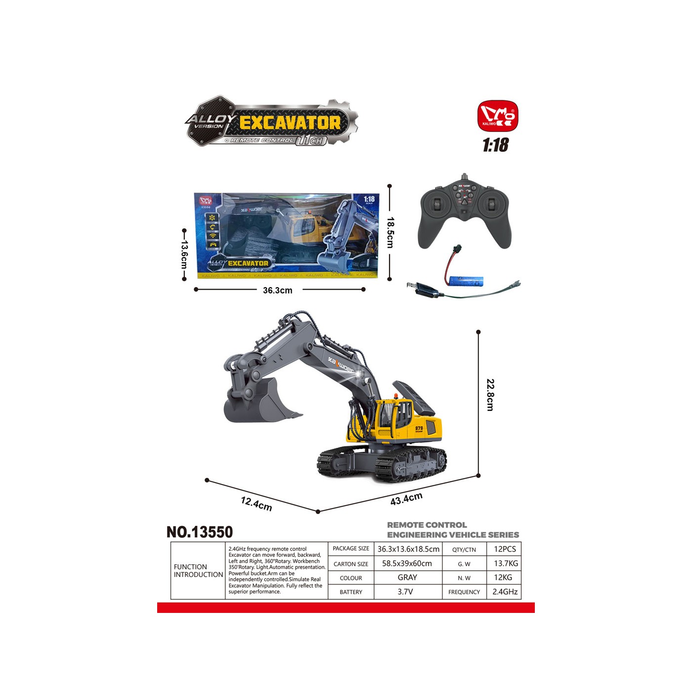 R/C bager žlto-sivý 1:18